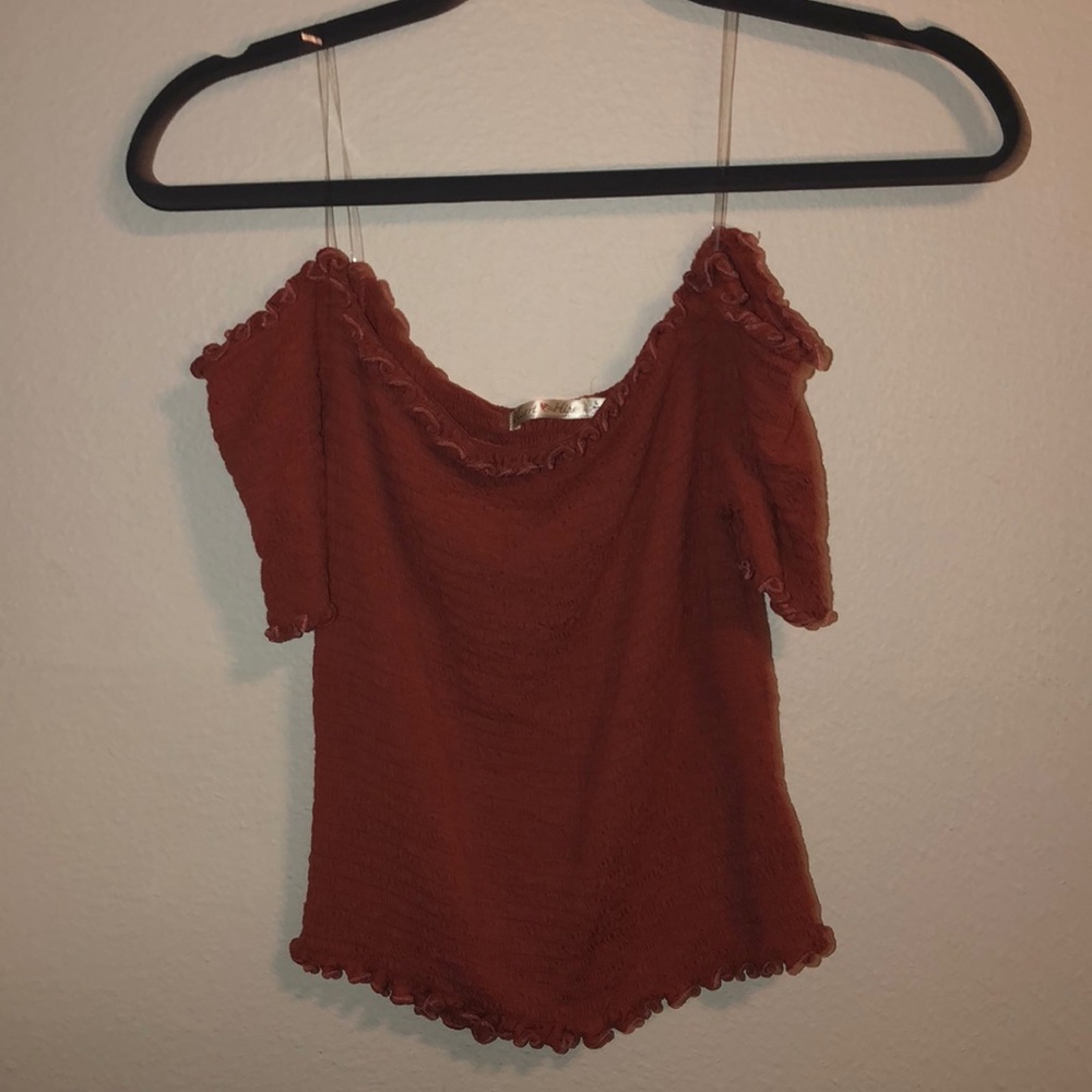Off the shoulder pink top